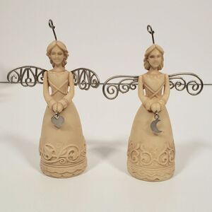 Hallmark Keepsake Christmas Ornament Angels of‎ Virtue Heart Moon 2003 set of 2